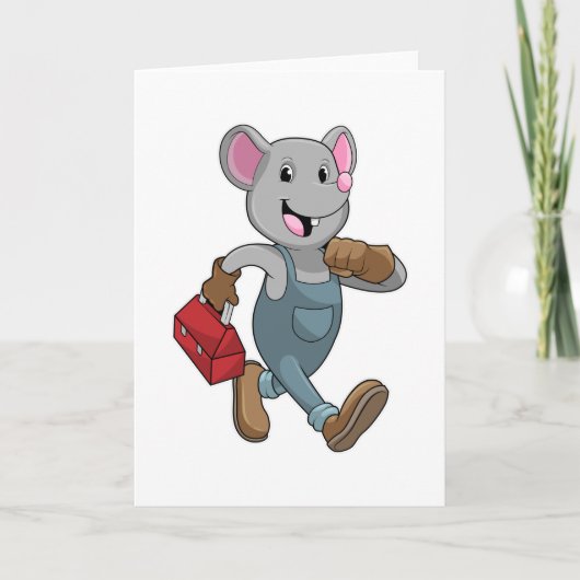 Mouse as Handyman with Toolbox Kaart (Voorkant)