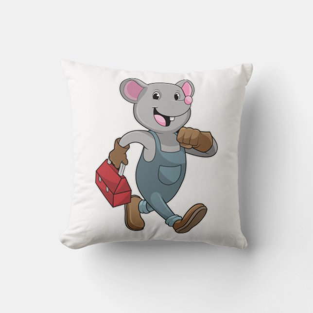 Mouse as Handyman with Toolbox Kussen (Voorkant)