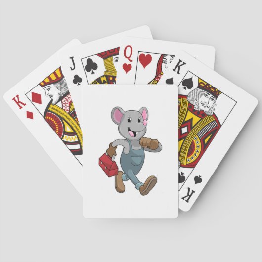 Mouse as Handyman with Toolbox Pokerkaarten (Achterkant)