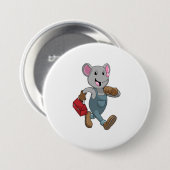 Mouse as Handyman with Toolbox Ronde Button 7,6 Cm (Voorkant /achterkant)