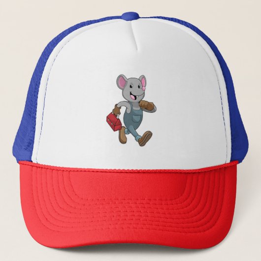 Mouse as Handyman with Toolbox Trucker Pet (Voorkant)