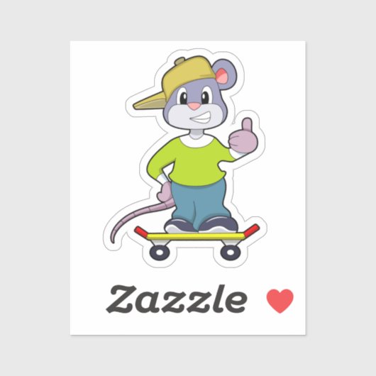 Mouse as Skater with Skateboard Sticker (Vel)