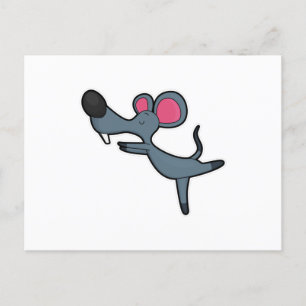 Mouse at Yoga Stretching oefende Briefkaart