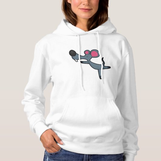 Mouse at Yoga Stretching oefende Hoodie (Voorkant)