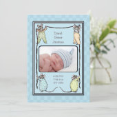  Mouse Baby Boy Geboortedatum Foto Aankondiging (Staand voorkant)