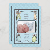  Mouse Baby Boy Geboortedatum Foto Aankondiging (Voorkant / Achterkant)