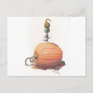 Mouse Balancing Pumpkins Briefkaart
