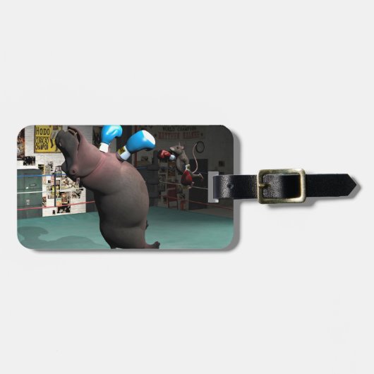 Mouse Beats Hippo KO Bagagelabel (Voorkant horizontaal)