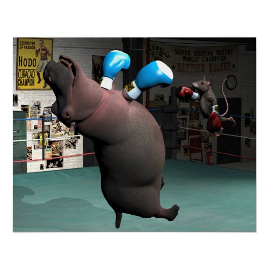 Mouse Beats Hippo KO Perfect Poster (Voorkant)