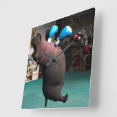 Mouse Beats Hippo KO Vierkante Klok (Hoek)