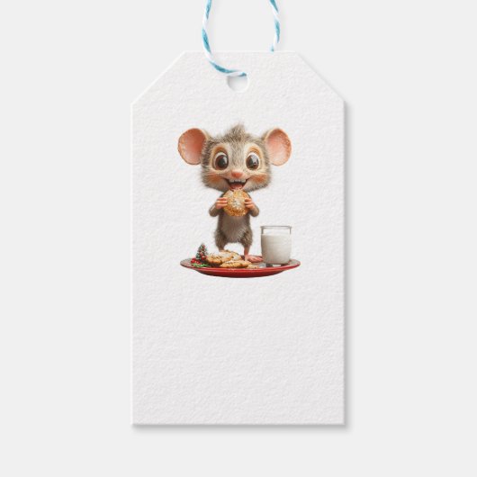 Mouse Christmas Kraft Gift Labels Cadeaulabel (Voorkant)