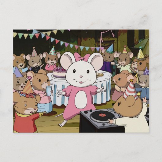Mouse Dance Party Anime Style Briefkaart (Voorkant)