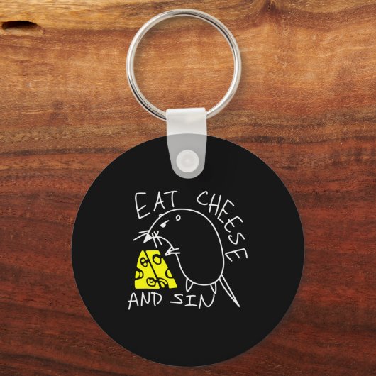 Mouse Eat Cheese And Sin Funny Cheese Lover Sleutelhanger (Voorkant)