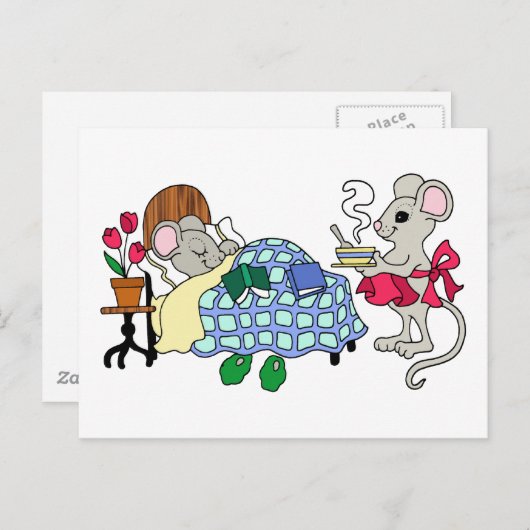 Mouse Mouse Caring for Sick Child Briefkaart (Voorkant / Achterkant)