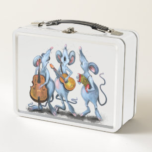 Mouse Music Band Funny Metal Lunch Box