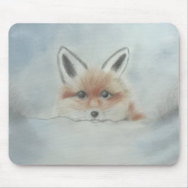Mouse pad, fox cub in winter muismat
