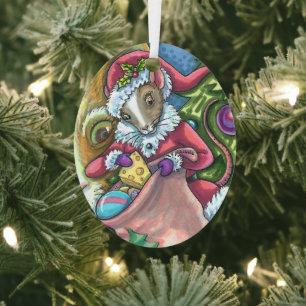 MOUSE SANTA BRENGT GOEDE KATTEN KERSTCADEAUS, Scha Metalen Ornament