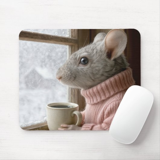 Mouse With a Cup of Coffee Muismat (Met muis)