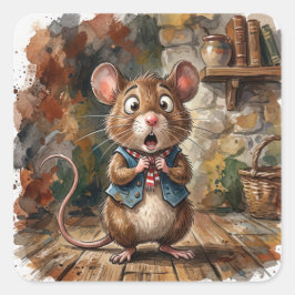 Mouse with a Surprised Look  Vierkante Sticker