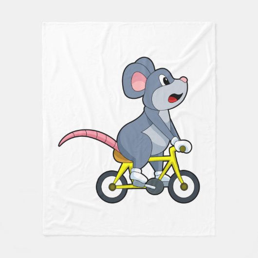 Mouse with Bicycle Fleece Deken (Voorkant)