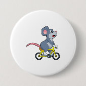 Mouse with Bicycle Ronde Button 7,6 Cm (Voorkant)