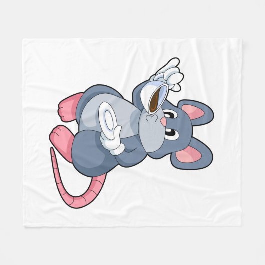 Mouse with Coffee Cup Fleece Deken (Voorkant (Horizontaal))