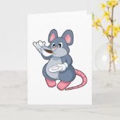 Mouse with Coffee Cup Kaart (Gele Bloem)