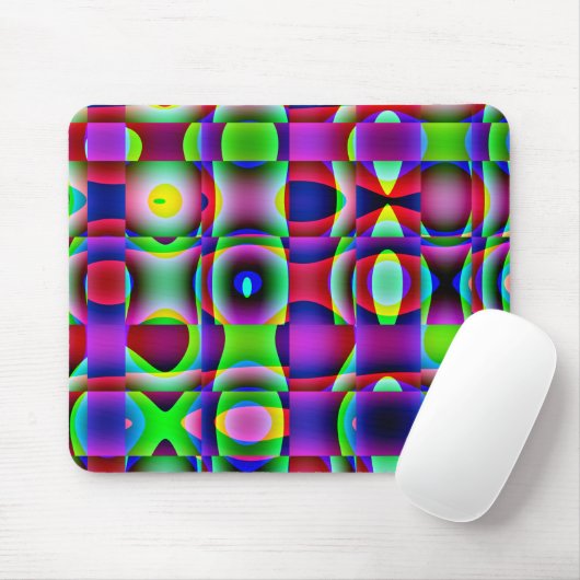 Mousemat Abstract Trippy Squares, Psychedelic Muismat (Met muis)