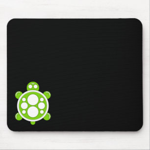 Mousemat, ronde schildpad, wit, kalkgroen, zwart muismat