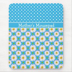 Mousepad aan Personalize: Polkas and Daisies: Blue Muismat