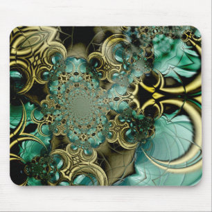 Mousepad Abstract Art Metal Gold Blauwgroen Glass Muismat
