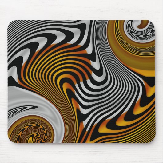 Mousepad Abstract Sinaasappel Zwart Zilver Design Muismat (Voorkant)