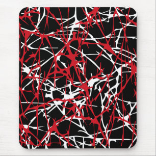 Mousepad, abstract, zwart, rood, wit muismat