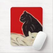 Mousepad Art Deco Cats Sharp Red Black White Muismat (Met muis)