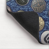 Mousepad blauwe jeans met knoppen muismat (Hoek)