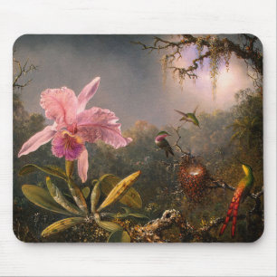 Mousepad: Cattleya Orchid & Drie kolibries Muismat