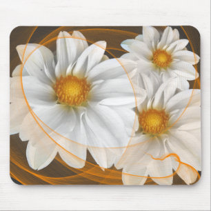 Mousepad Flowers Wit Zwart Sinaasappel Muismat