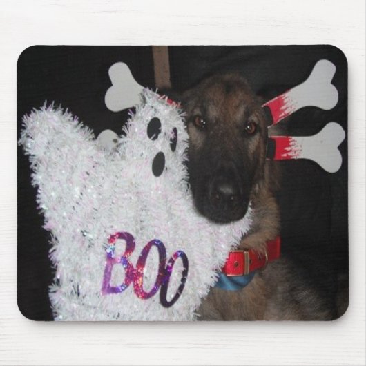 Mousepad German Shepherd Halloween Boo Muismat (Voorkant)