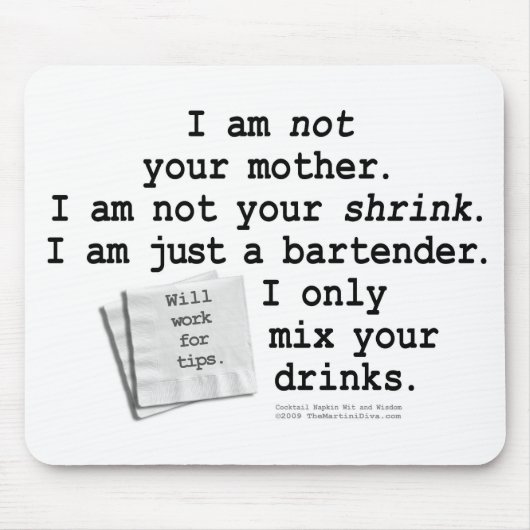 Mousepad - IK BEN BARTENDER Muismat (Voorkant)
