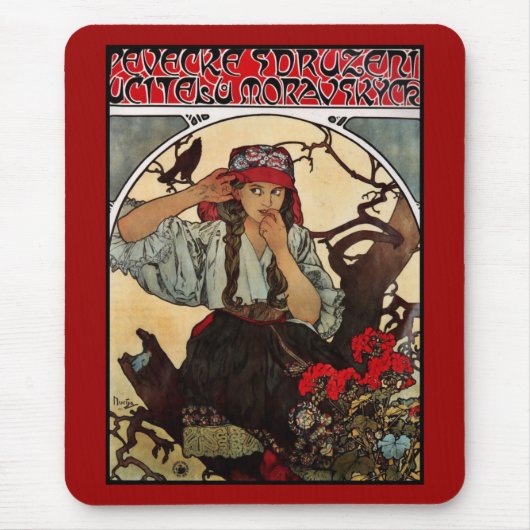 Mousepad Kunst Alfons Mucha Moravische Leraar Muismat (Voorkant)