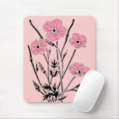 Mousepad kunst roze klaprozen muismat (Met muis)