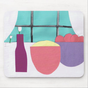 Mousepad met Kitchen Window en Bowls Muismat