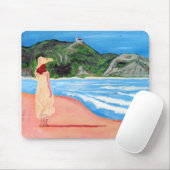 Mousepad met schilderij van dame op strand muismat (Met muis)