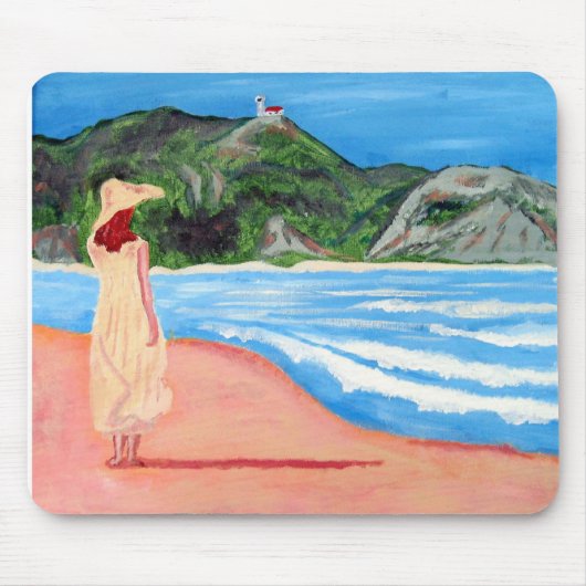 Mousepad met schilderij van dame op strand muismat (Voorkant)