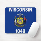 Mousepad met vlag van de staat Wisconsin - Verenig Muismat (Met muis)