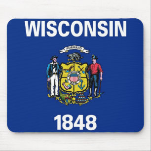 Mousepad met vlag van de staat Wisconsin - Verenig Muismat
