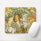 Mousepad: Mucha - Taal van Bloemen Muismat (Met muis)