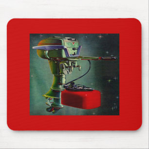 Mousepad Retro Outboard Motor & Red Metal Gas Tank Muismat