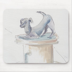 Mousepad Waterverf Sketch "Dog Fountain London" Muismat