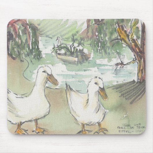 Mousepad Waterverf Sketch "Ducks/Paris" Muismat (Voorkant)
